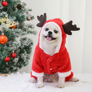 ドッグウェア コスチューム カバーオール 袖あり ペットウェア 犬用服 犬用品 小型犬 中型犬 フード付き コスプレ トナカイ ボア もこもこ かわいい 防寒対策