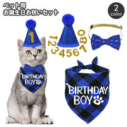 誕生日お祝いセット ペット用 バースデー 犬用 猫用 3点セット とんがり帽子 蝶ネクタイ バンダナスタイ ぼうし スパンコール キラキラ おしゃれ かわいい パーティー 記念撮影 ペットグッズ いぬ イヌ ねこ ネコ ドッグ キャット