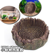 小動物用食器 エサ皿 エサ入れ 爬虫類 トカゲ カメ ペット用品 ペット用食器 餌入れ フードトレイ 水入れ ウォーターボウル 水皿 木型 木目 きり株 ウッドモチーフ 魚 エビ 水槽用 オブジェ 置物 シンプル かわいい おしゃれ