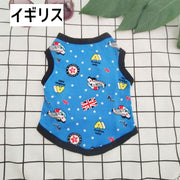 ペットウェア タンクトップ 犬服 猫用 ノースリーブ 袖なし ドッグウェア キャットウェア 春夏 ペット用品 ペットグッズ ラウンドネック プリント柄 お散歩 お出掛け 汚れ防止 冷え対策 動物 恐竜 ゾウ 可愛い おしゃれ