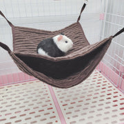 小動物 ハンモック 大きめ フェレット モルモット チンチラ リス モモンガ ハムスター ウサギ 子猫 隠れ家 吊るす ふわふわ あったか 2段 ケージ取り付け