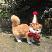 猫用 帽子 ネクタイ 蝶ネクタイ コーンハット 三角帽子 ペット用品 パーティー 誕生日 記念撮影 リボン キラキラ レッド