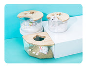 小動物用 砂浴び容器 砂風呂 砂浴び トイレ ハムスター バスルーム お風呂 木製 星 スター クマ くま 透明 ペットハウス バスタブ すな浴び クリア おしゃれ かわいい サンドバス トイレ ペット用品 中が見える