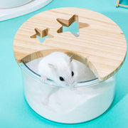 小動物用 砂浴び容器 砂風呂 砂浴び トイレ ハムスター バスルーム お風呂 木製 星 スター クマ くま 透明 ペットハウス バスタブ すな浴び クリア おしゃれ かわいい サンドバス トイレ ペット用品 中が見える