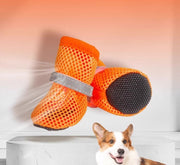 ドッグシューズ 1足【4個】 犬用靴 ペットシューズ ペット用品 滑り止め 犬 猫 メッシュ 反射材 着脱簡単 ソフト 可愛い おしゃれ お散歩 お出かけ ペットグッズ