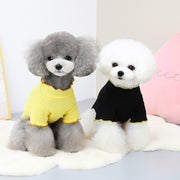 ペット用カットソー ペットウェア 犬服 猫服 リブ フリル 袖あり ドッグウェア 可愛い おしゃれ お出かけ お散歩 記念写真 ギフト プレゼント ワンちゃん ネコちゃん イヌ ネコ キャット ドッグ 黒 白 黄色 緑