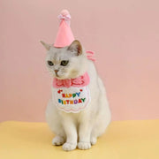 ペット用スタイ&帽子セット 2点セット 小型犬 ネコ ペットウェア ペット用品 誕生日 バースデー お祝い パーティー かわいい