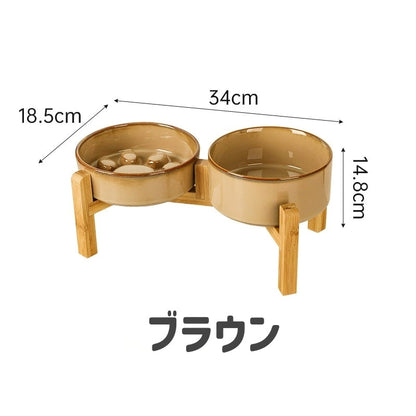 ペット用食器 フードボウル ダブル 陶器製 木製スタンド付き ペット用品 商品画像5