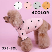ドッグウェア カットソー 犬服 猫服 ペット用品 パピー 小型犬 中型犬 リブ ドット タートルネック メロウフリル プルオーバー おしゃれ かわいい お出かけ お散歩 いぬ イヌ ねこ ネコ 3XS 2XS XS S M L XL 2XL 3XL