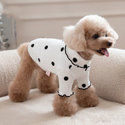 ドッグウェア カットソー 犬服 猫服 ペット用品 パピー 小型犬 中型犬 リブ ドット タートルネック メロウフリル プルオーバー おしゃれ かわいい お出かけ お散歩 いぬ イヌ ねこ ネコ 3XS 2XS XS S M L XL 2XL 3XL