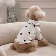 ドッグウェア カットソー 犬服 猫服 ペット用品 パピー 小型犬 中型犬 リブ ドット タートルネック メロウフリル プルオーバー おしゃれ かわいい お出かけ お散歩 いぬ イヌ ねこ ネコ 3XS 2XS XS S M L XL 2XL 3XL