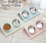 ペット用フードボウル ダブルボウル ペット 猫 犬 2連タイプ 傾斜あり ペット食器 ねこちゃん わんちゃん エサ入れ 餌皿 おしゃれ シンプル 無地 愛猫
