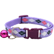 首輪 カラー 猫用 犬用 小型犬 ペット用品 ワンタッチバックル 鈴付き アーガイル柄 チェック かわいい おしゃれ お散歩 お出かけ