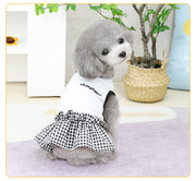 ペットウェア ドッグウェア ワンピース プルオーバー 犬用 猫用 小型犬 中型犬 ペット服 フレア スカート 袖なし ギンガムチェック モノクロ ロゴ 無地 単色 シンプル かわいい おしゃれ