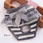 犬用サニタリーパンツ マナーショーツ 生理パンツ おむつカバー ドッグウェア いぬ服 犬 猫 ペット用品 裏地メッシュ 通気性 蒸れにくい チュール オーガンジー リボン リブ ウエストゴム ボーダー柄 水玉模様 シンプル カジュアル かわいい おしゃれ 小中型 イヌ DOG ネコ ねこ キャット 記念写真 インスタ映え ギフト プレゼント 贈り物 お出かけ お散歩 おめかし