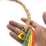 布製止まり木 ロープ ロープパーチ 50cm 鳥用 小鳥 インコ オウム ペット用品 ペットグッズ 鈴付き 吊り下げ おもちゃ 足場 フック付き ゆらゆら かわいい お洒落