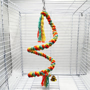 布製止まり木 ロープ ロープパーチ 50cm 鳥用 小鳥 インコ オウム ペット用品 ペットグッズ 鈴付き 吊り下げ おもちゃ 足場 フック付き ゆらゆら かわいい お洒落