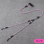 リード ダブルリード 犬 いぬ イヌ 小型犬 中型犬 ペット用品 ペットグッズ 2頭引き 牽引紐 2頭用 多頭飼い お散歩 おでかけ 外出 ピンク グリーン ローズ