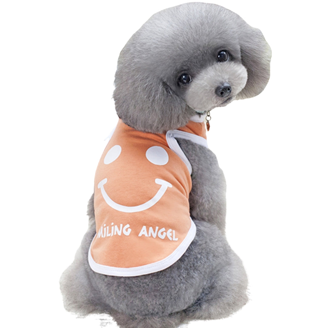 ペットウェア ドッグウェア タンクトップ ノースリーブ 洋服 犬服 犬用 猫用 カジュアル シンプル スマイル ピンク ブルー おしゃれ 小型犬 中型犬 ペット服 犬の服