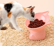 猫用食器 ペット用 フードボウル ウォーターボウル エサ入れ 水入れ 脚付き 傾斜 おしゃれ かわいい ネコ型 ねこ お皿 給餌 吸水 キャット用品