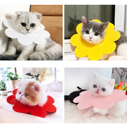 エリザベスカラー 4枚セット 猫 ネコ 小型犬 ペット用品 フラワー 花型 無地 かわいい キュート 傷舐め防止 ひっかき防止 傷口保護 簡単装着 ケア用品 ペット雑貨