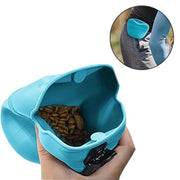 ペット用エサ入れ フードバッグ 携帯用 犬用 猫用 シリコン コンパクト クリップ付き 持ち運び お出かけ 洗える 散歩 おやつ ごはん ペットフード 便利