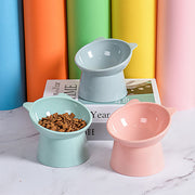 フードボウル ペット用食器 エサ入れ 水入れ ペット用品 犬 猫 餌皿 スタンドタイプ 餌台 イヌ ネコ 軽量 吐き戻し 軽減 角度付き ネコ型 単色 可愛い おしゃれ キュート シンプル ペットグッズ 無地 青 緑 ピンク
