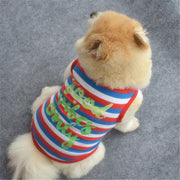 ペット用 犬用 洋服 ドッグウエア タンクトップ プルオーバー ノースリーブ ボーダー柄 カラフル ミックス ロゴ 英語 バイピング ベスト 袖なし ドッグウェア かわいい おしゃれ 犬服 春夏秋 小型犬 中型犬 XS S M L 男の子 女の子 メス オス レッド ブラック グレー