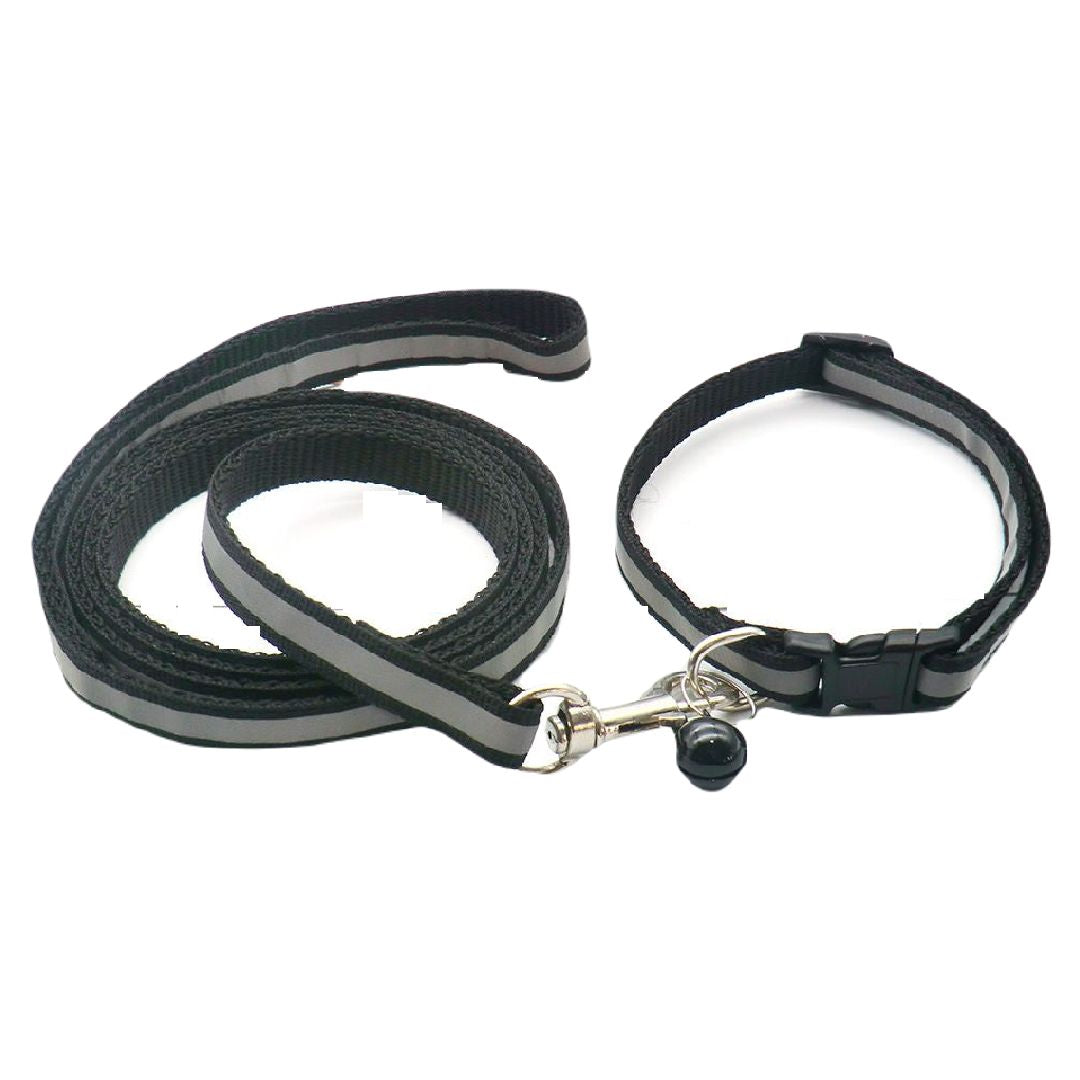 リード 牽引ロープ 首輪 2点セット ペット用品 お散歩グッズ ブラック バリエーション画像