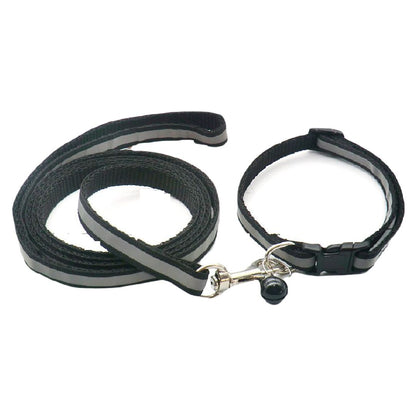リード 牽引ロープ 首輪 2点セット ペット用品 お散歩グッズ ブラック バリエーション画像
