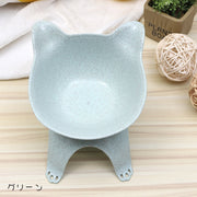 ペット用食器 フードボウル エサ入れ 水入れ ウォーターボウル ペット用品 ペットグッズ 餌入れ 猫用 犬用 台付き スタンド付き 角度付き 食べやすい ネコ型 クリアカラー かわいい キュート シンプル おしゃれ 緑 灰 白 黒 透明 ラメ入り