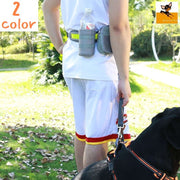 お出かけグッズ ペット用品 4点セット リード 腰ベルト ボトルホルダー ミニポーチ 小型犬 中型犬 大型犬 ハンズフリー ランニング 反射材 グレー ブラック お散歩 お出かけ シンプル 便利 イヌ いぬ わんちゃん M L