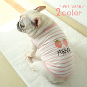 ペットウェア タンクトップ 犬服 ネコ 猫服 小型犬 ドッグウェア キャットウェア ペット用品 プルオーバー 袖なし ノースリーブ ボーダー しましま イチゴ 英字入り プリント入り ラウンドネック かわいい おしゃれ シンプル カジュアル 定番 お出かけ 部屋着 ピンク 緑