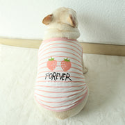 ペットウェア タンクトップ 犬服 ネコ 猫服 小型犬 ドッグウェア キャットウェア ペット用品 プルオーバー 袖なし ノースリーブ ボーダー しましま イチゴ 英字入り プリント入り ラウンドネック かわいい おしゃれ シンプル カジュアル 定番 お出かけ 部屋着 ピンク 緑