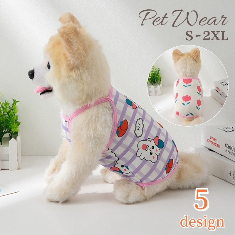 ペットウェア キャミソール 犬服 猫服 ドッグウェア キャットウェア 洋服 プルオーバー 袖なし ウサギ 花柄 フラワー 可愛い おしゃれ ペット服