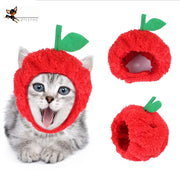 ペット用帽子 猫 小型犬 かぶり物 リンゴ コスプレ 仮装 ハロウィン イベント パーティ 撮影会 頭巾 キャップ 赤 果物 ペットグッズ 猫用品 犬用品 かわいい ユニーク