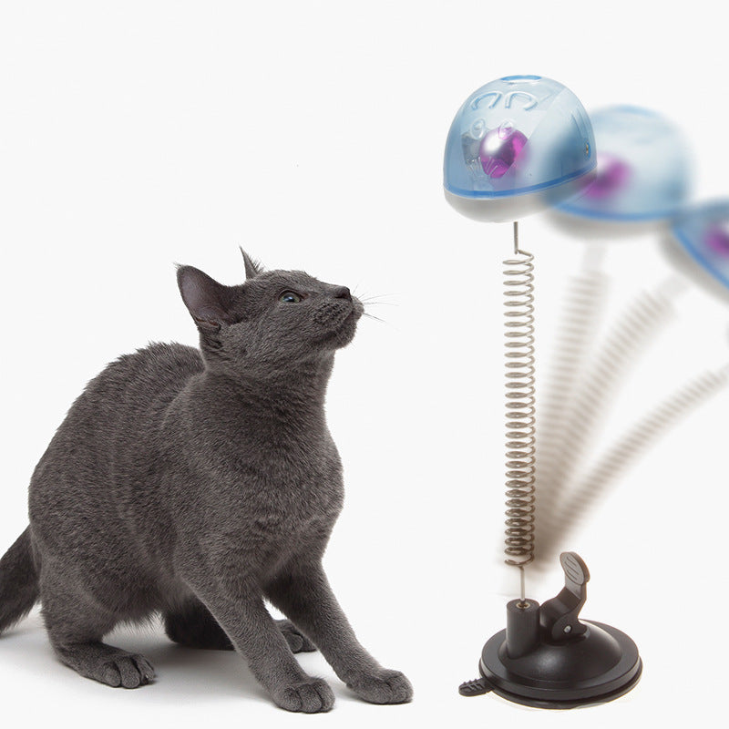 猫用おもちゃ おもちゃ 玩具 猫用 ねこ キャット ねずみ ネズミ 土台付き 猫じゃらし 倒れない 吸盤 固定 猫パンチ バネ 光る ライト 鈴 音が鳴る ペット用品 ペットグッズ 運動不足 ストレス解消 揺れる 玩具 ボタン電池式 リチウム