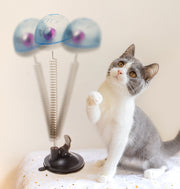 猫用おもちゃ おもちゃ 玩具 猫用 ねこ キャット ねずみ ネズミ 土台付き 猫じゃらし 倒れない 吸盤 固定 猫パンチ バネ 光る ライト 鈴 音が鳴る ペット用品 ペットグッズ 運動不足 ストレス解消 揺れる 玩具 ボタン電池式 リチウム