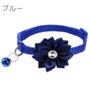猫用首輪 2個セット ペット用首輪 猫 鈴付き お花 フラワー ラインストーン 首飾り Dカン 単色 ペット用品 ネコ ねこ かわいい おしゃれ ペットグッズ