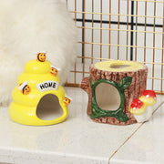 小動物用ハウス ハムスターハウス リス ペット用品 陶器 家 小屋 寝床 隠れ家 お部屋 可愛い おしゃれ 木 蜂 きのこ ひんやり ペットグッズ