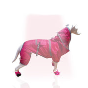 ペット用レインコート ペット用雨合羽 ツナギ 小型犬 中型犬 イヌ 猫 ネコ ペットグッズ ペット服 ペットウェア 犬服 犬用アウター 長袖 フード付き ロゴ 反射素材 反光素材 ブルー イエロー ピンク シンプル カジュアル かわいい キュート