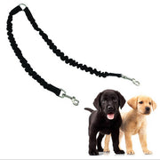 2頭引きリード イヌ 犬 散歩グッズ ペット用品 ベルトタイプ リング 無地 ブラック シンプル お散歩 お出かけ 使いやすい 多頭飼い