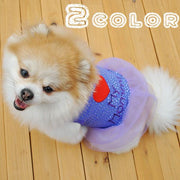 ペット用 犬猫兼用 洋服 ワンピース ノースリーブ 袖なし チュールスカート チュチュスカート オーガンジー キラキラ ハート 刺繍 犬の服 可愛い かわいい 超小型犬 小型犬 犬用 イヌ用 いぬ用 猫用 ネコ用 ねこ用 XS S M L ドッグウェア ドッグウエア ピンク 紫