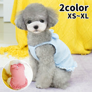 ペット用ワンピース ペットウェア 犬服 猫服 犬用ウェア ドッグウェア フリル ノースリーブ チェック柄 赤 青 可愛い おしゃれ お散歩 記念写真 ギフト プレゼント ワンちゃん ネコちゃん イヌ ネコ