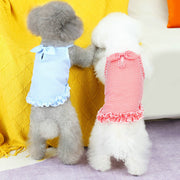ペット用ワンピース ペットウェア 犬服 猫服 犬用ウェア ドッグウェア フリル ノースリーブ チェック柄 赤 青 可愛い おしゃれ お散歩 記念写真 ギフト プレゼント ワンちゃん ネコちゃん イヌ ネコ