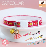 猫用首輪 カラー ペット用品 ねこ ネコ セーフティーバックル 鈴付き タッセル ハート 星 ひし形 カラフル かわいい おしゃれ ペットグッズ