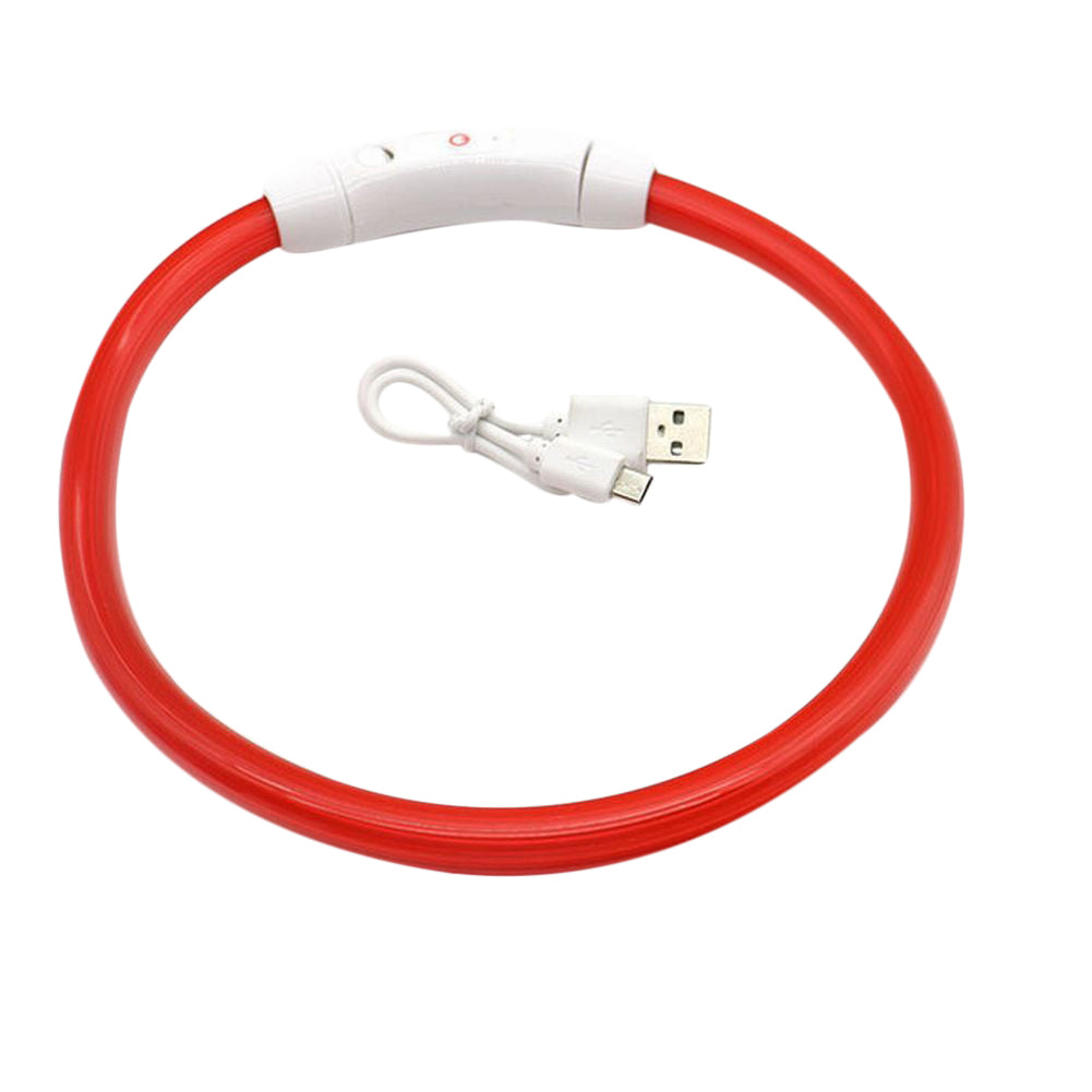 犬用チョーカー 首輪 LEDライト チューブ 光る USB充電式 ペット用品 アクセサリー ドッグ お散歩 夜間 お出掛け 安全対策 おしゃれ かわいい 軽量 柔らかい シンプル 長さ調節可能 レッド イエロー グリーン ブルー ホワイト ピンク オレンジ リチウム