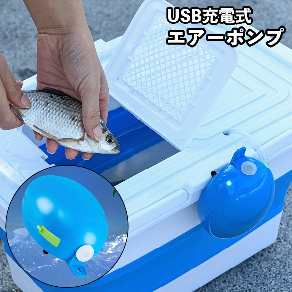 エアーポンプ 釣り 水槽 充電式 USB充電 フック付き 小型 軽量 静音 携帯式 酸素ポンプ 持ち運び 便利 生き餌 生かし 釣り用品 アクアリウム用品