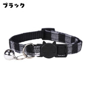 ネコ用首輪 ネコ首輪 猫用首輪 ペット用品 ペットグッズ セーフティバックル 鈴付き 総柄 チェック レッド ブラック ピンク ブルー シンプル かわいい キュート カジュアル
