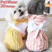 ドッグウェア ワンピース リボン ハート ドット柄 ワンピ ペット用品 犬服 ペットウェア 小型犬 中型犬 可愛い おしゃれ お出かけ お散歩